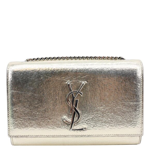 Yves Saint Laurent  Kate Metallic Crackled Calfskin Leather Crossbody Bag Gold - Picture 1 of 13